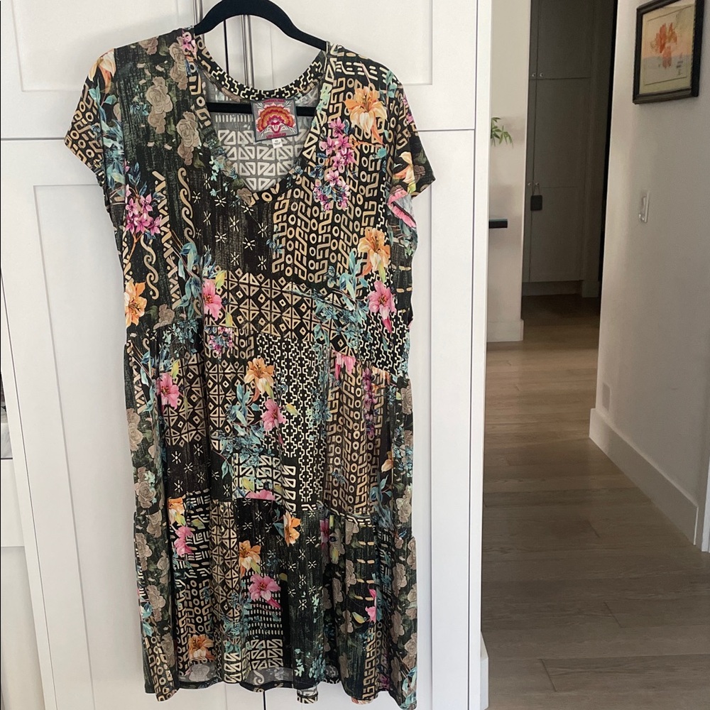 Johnny Was Multicolor Geometric and Floral Top